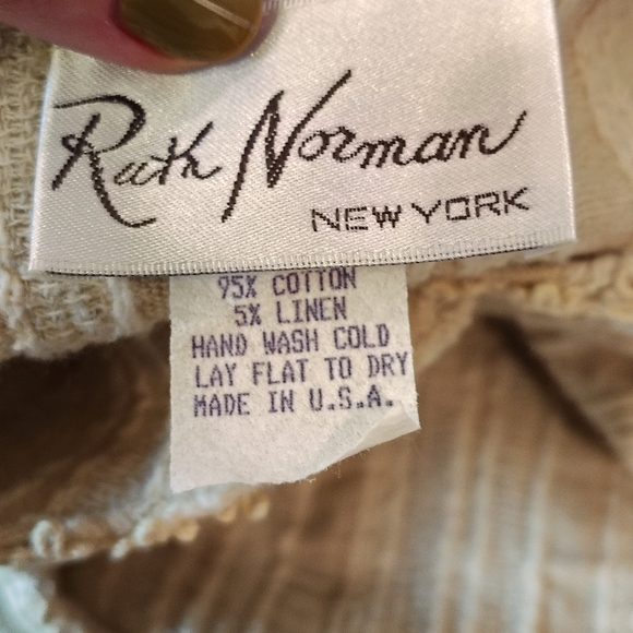 VINTAGE RUTH NORMAN NEW YORK WOMENS MEDIUM COTTON LINEN BLEND SHIRT JACKET USA - Picture 4 of 6